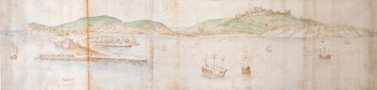 Dover znad morza, połowa XVI wieku autorstwa Anthonis van den Wyngaerde
