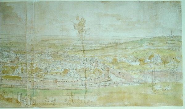 Panoramiczny widok na Brukselę, XVI wiek autorstwa Anthonis van den Wyngaerde