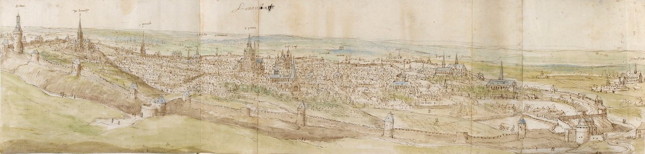 Panoramiczny widok Leuven od północnego zachodu, c1550-1570 autorstwa Anthonis van den Wyngaerde