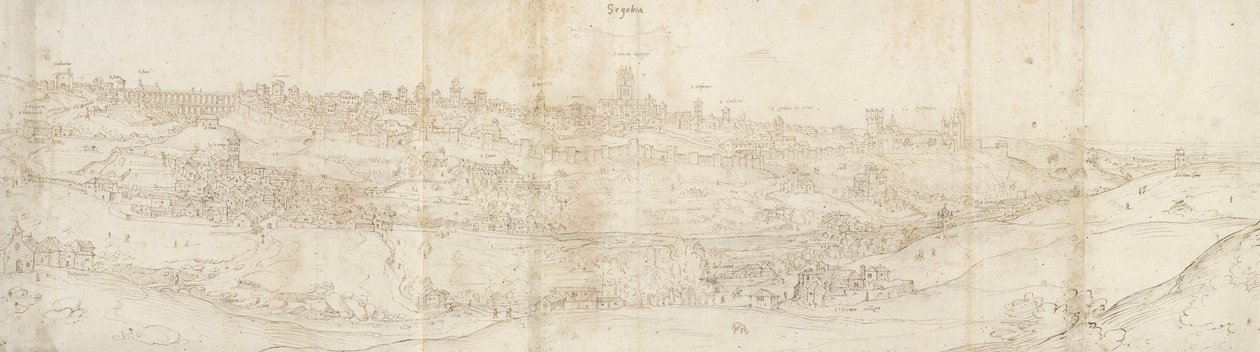 Panoramiczny widok Segowii od wschodu, c1560-1570 autorstwa Anthonis van den Wyngaerde