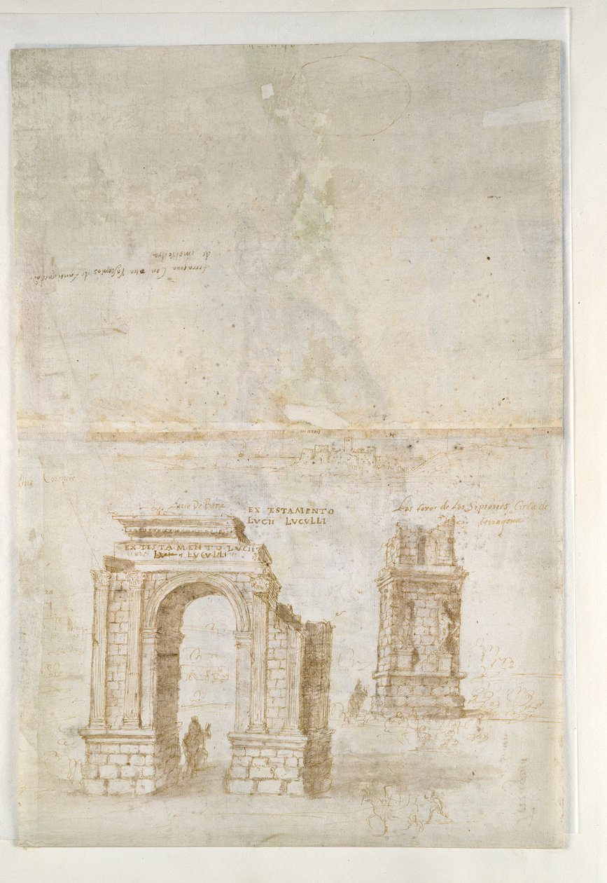 Panoramiczny widok Tarragony od strony południowej, ok. 1560 roku. autorstwa Anthonis van den Wyngaerde
