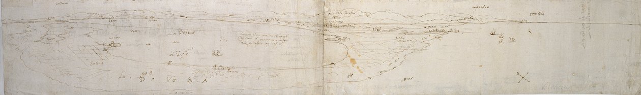 Szkic laguny Walencji, la Albufera i przyległego wybrzeża i wsi, c1560s autorstwa Anthonis van den Wyngaerde