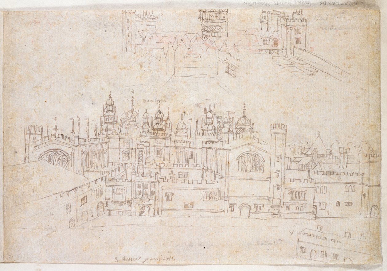 Studia Pałacu Oatlands i Hampton Court, c.1544 (pióro i atrament na papierze) autorstwa Anthonis van den Wyngaerde