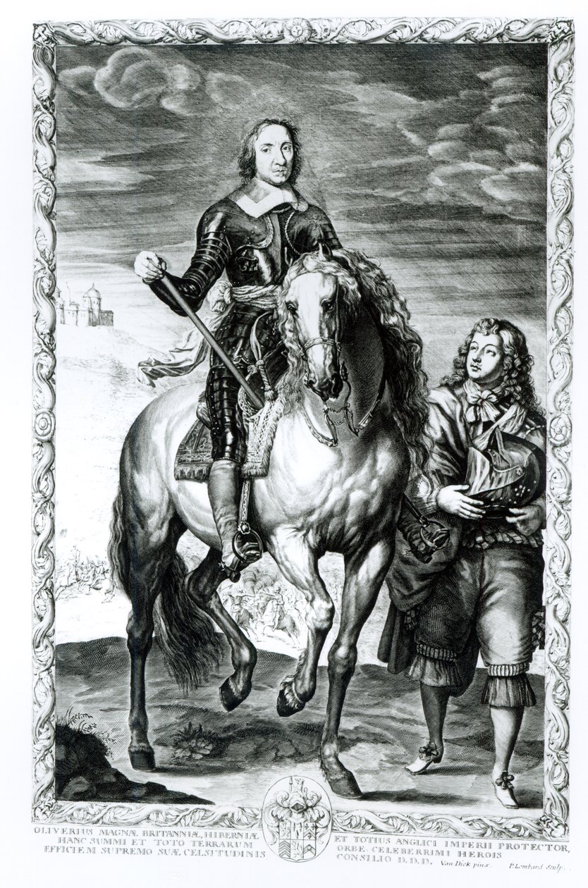 Portret konny Olivera Cromwella (1599-1658) wyryty przez Pierre
