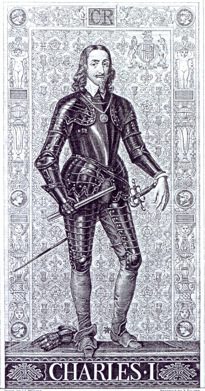 Król Karol I, narysowany przez J.L.Williamsa i wygrawerowany przez A.Bourne