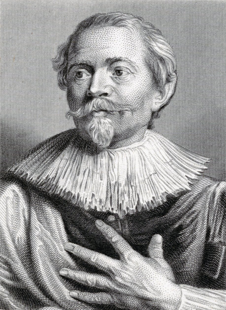 Portret Jacoba Jordaensa (1593-1678) grawerowany przez Edwarda Francisa Findena (1791-1857) (grafika) autorstwa Anthony van Dyck