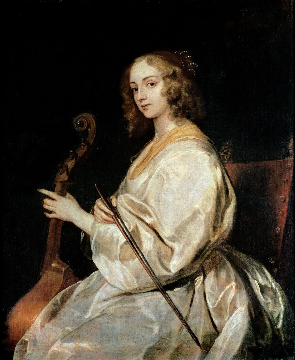 Młoda kobieta grająca na altówce Gamba autorstwa Anthony van Dyck