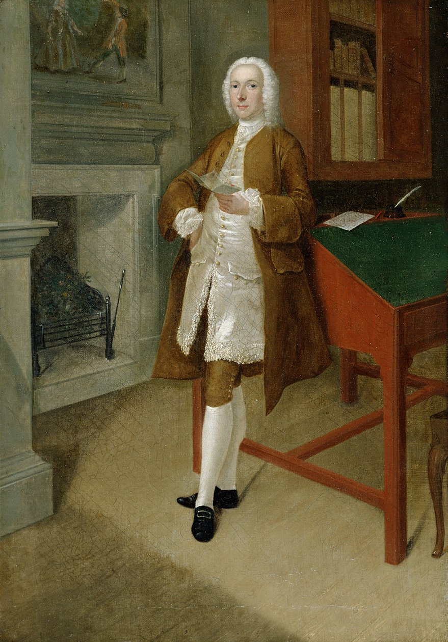 Nieznany mężczyzna w bibliotece, ok. 1740-41 autorstwa Anthony Devis