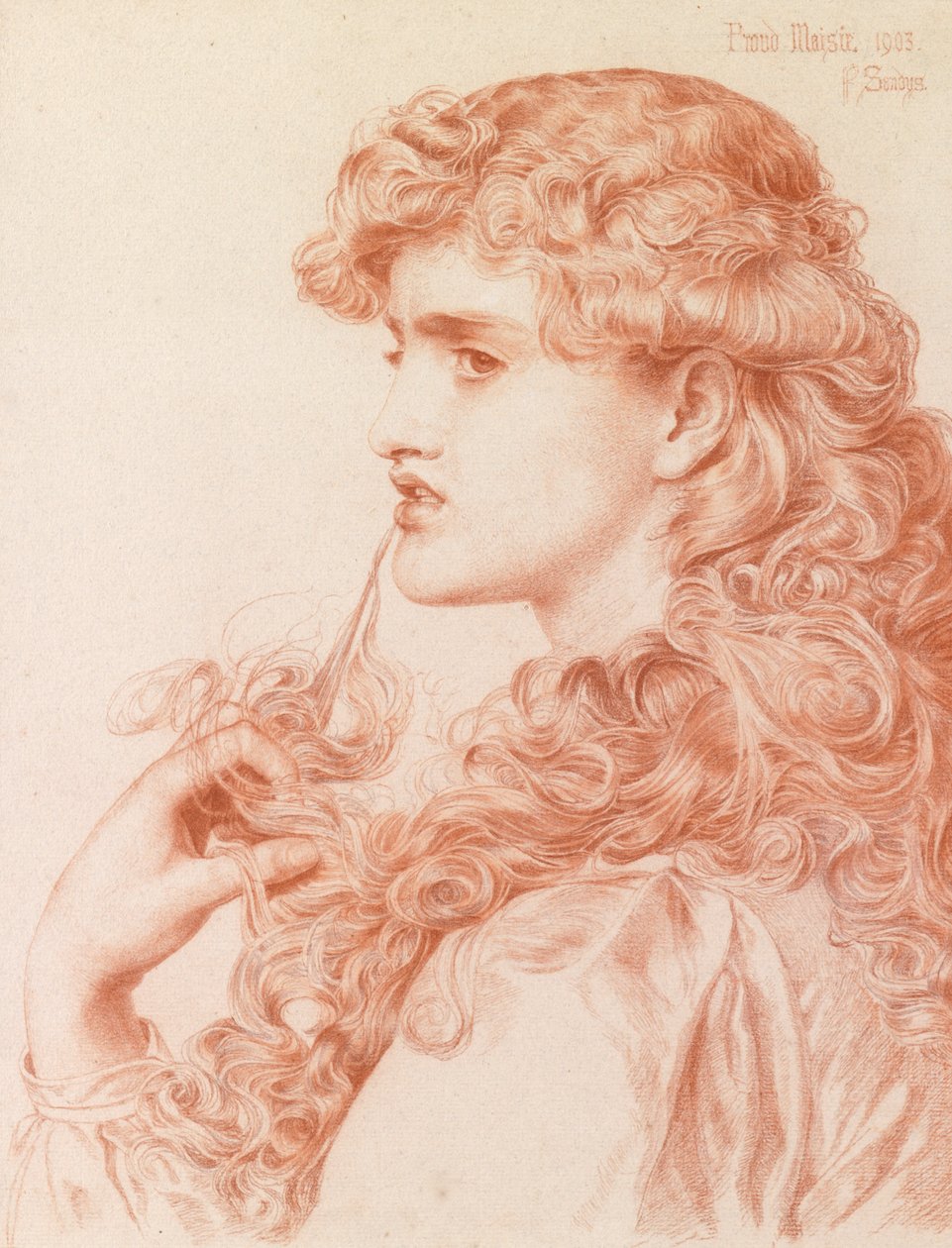 Dumna Maisie, 1903 (ołówek i czerwona kreda na papierze) autorstwa Anthony Frederick Augustus Sandys