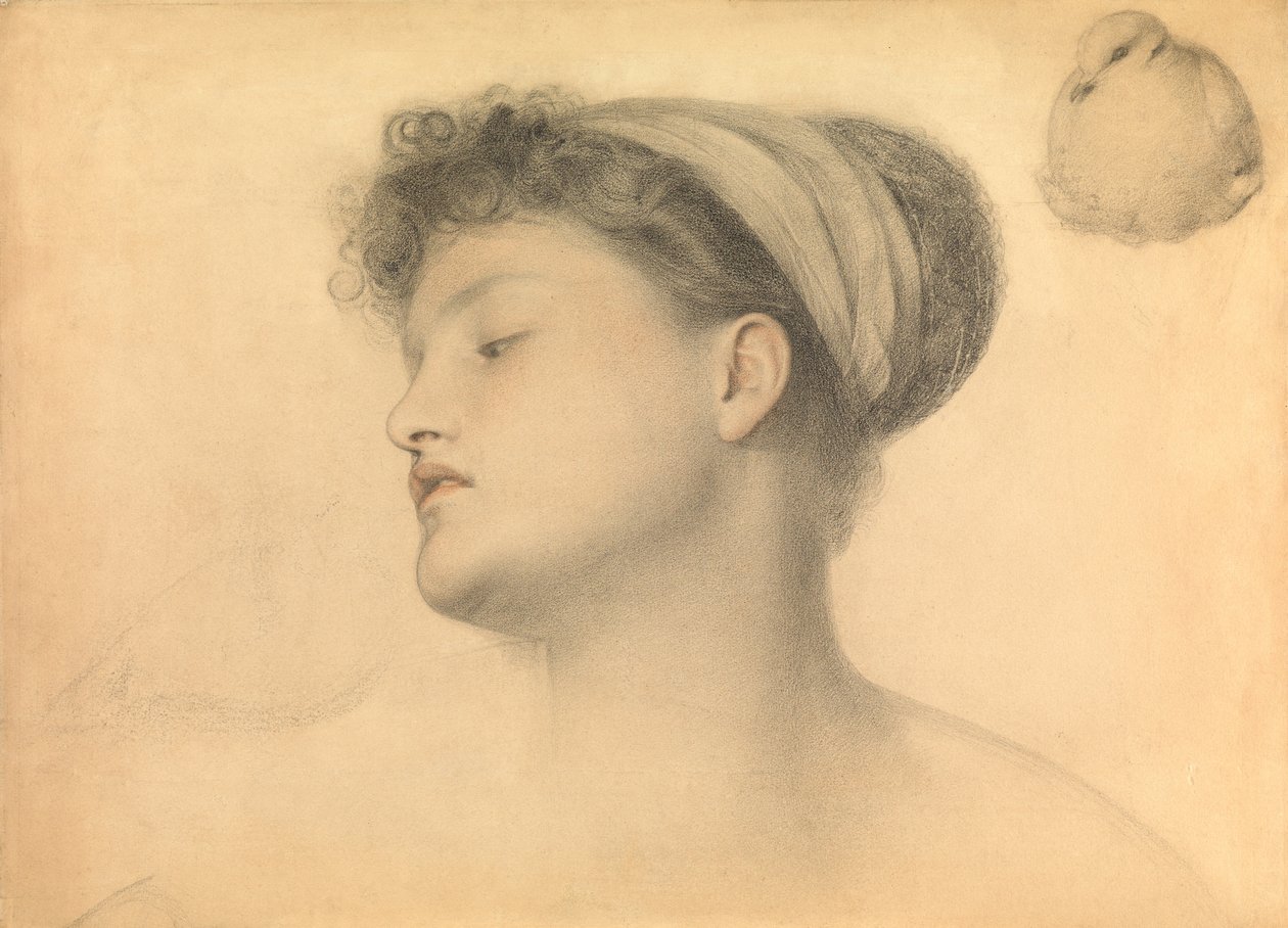 Studium do Dziewczynki z gołębiami (ołówek i kreda kolorowa na papierze) autorstwa Anthony Frederick Augustus Sandys