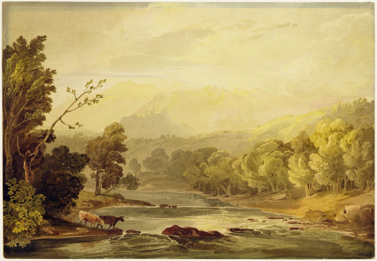 Widok na Brathay koło Ambleside (wc nad śladami grafitu na papierze) autorstwa Anthony Vandyke Copley Fielding