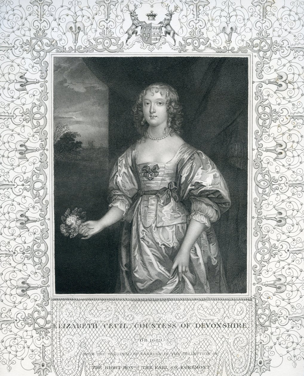 Elizabeth Cavendish, hrabina Devonshire, połowa XVII wieku autorstwa Anthony van Dyck