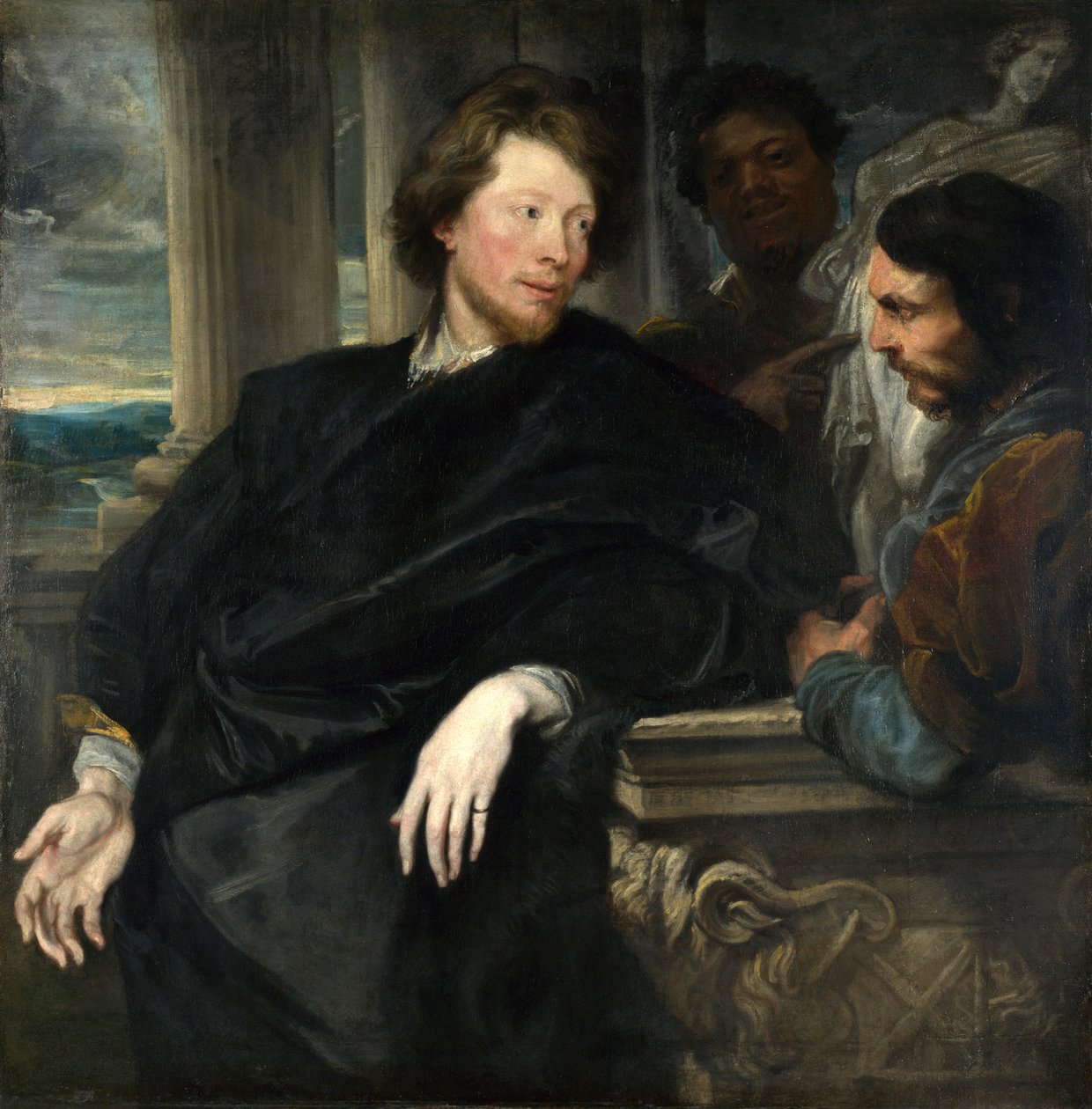 George Gage z dwoma mężczyznami i Thomem Yorke