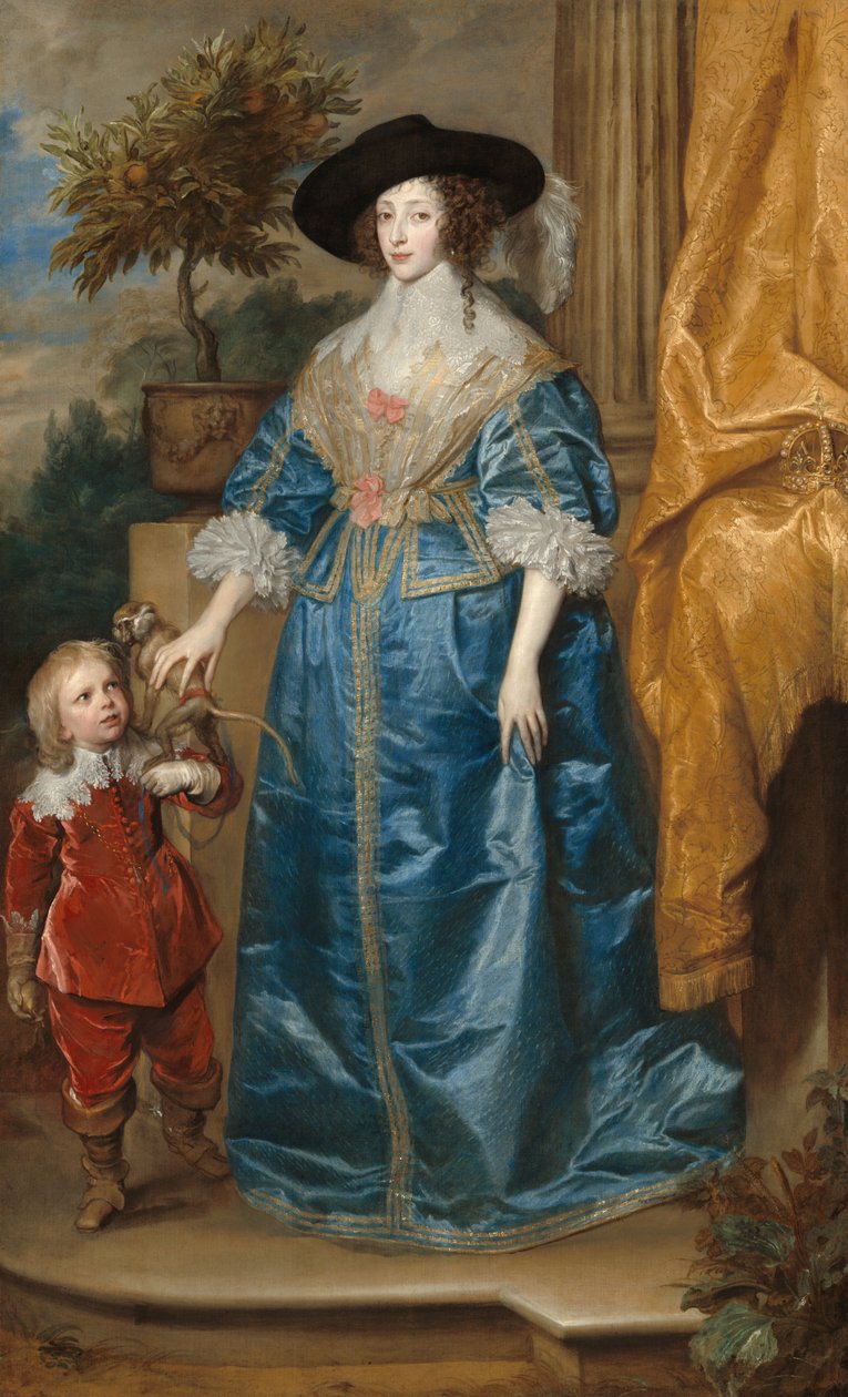 Portret królowej Henrietty Marii z karłem Sir Jeffreyem Hudsonem autorstwa Anthony van Dyck