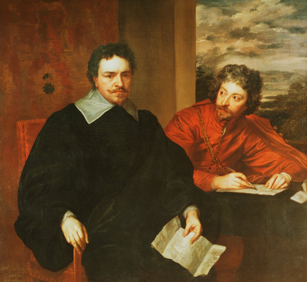 Thomas Wentworth, hrabia Strafford (1593-1641) i jego sekretarz, sir Philip Mainwaring (1589-1661) 1640 (oryginał zob. 91603) autorstwa Anthony van Dyck
