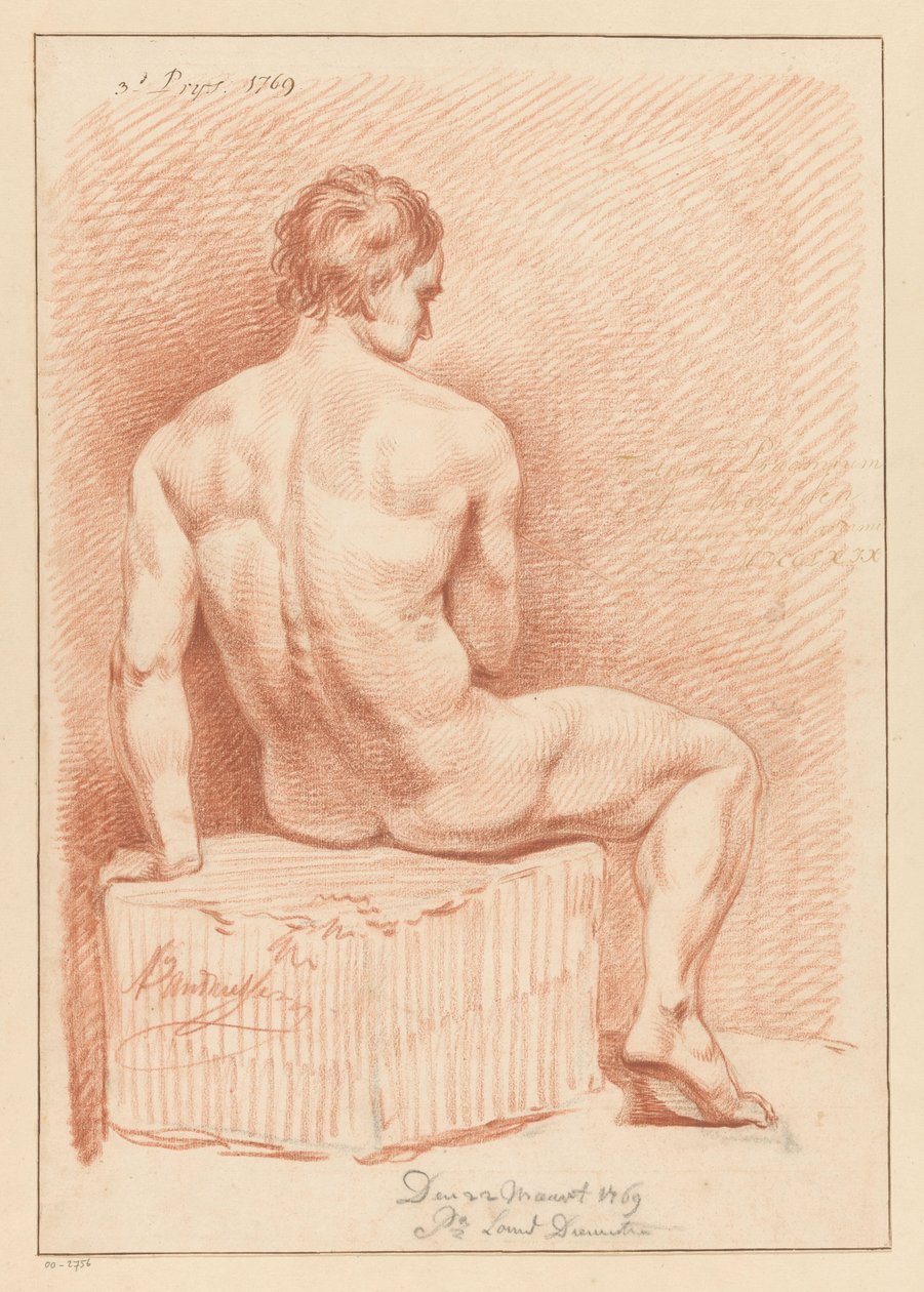 Siedzący akt męski, widziany z tyłu (3. nagroda 1769) autorstwa Anthony Andriessen