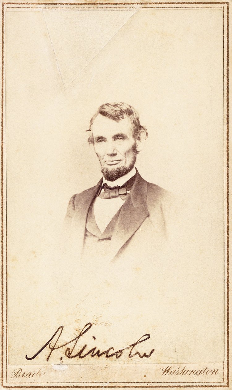 Abraham Lincoln, podpisany carte-de-visite, 1864 autorstwa Anthony Berger