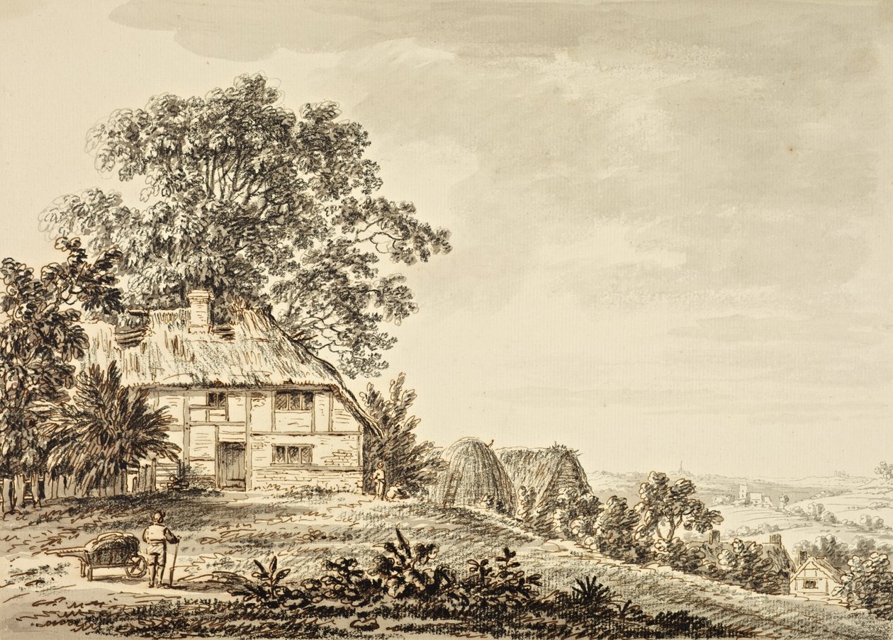 Scena wiejska (tusz na papierze) autorstwa Anthony Devis