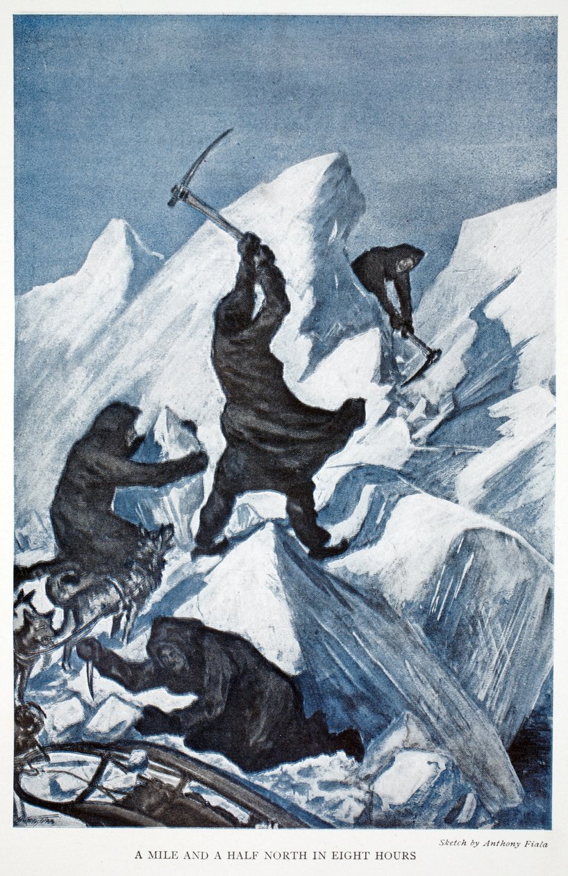 Półtorej mili na północ w osiem godzin, wyd. Londyn 1907 (kolor lito) autorstwa Anthony Fiala