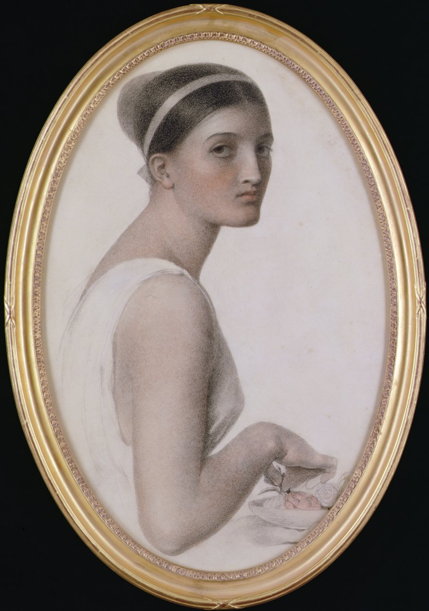 Idealna głowa (ołówek i kreda na papierze) autorstwa Anthony Frederick Augustus Sandys