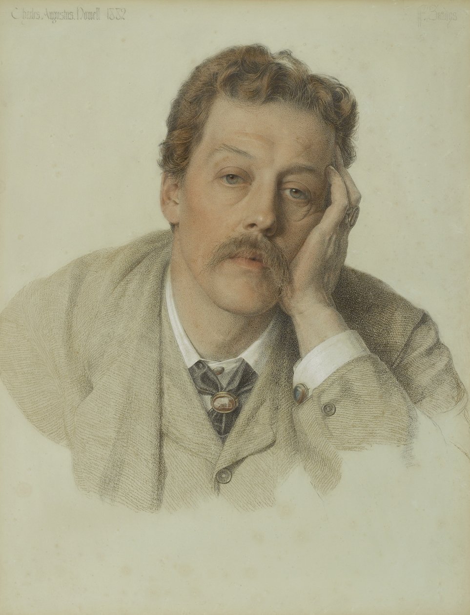 Charles Augustus Howell, 1882 (kolorowa kreda na jasnoniebieskim papierze) autorstwa Anthony Frederick Augustus Sandys