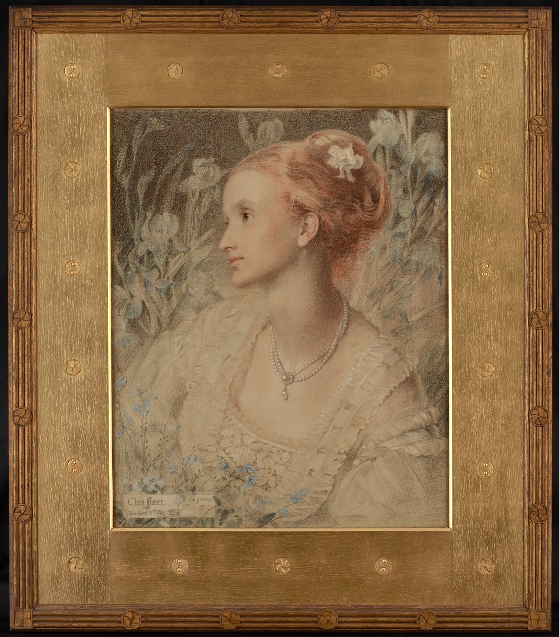 Clara Flower (kolorowa kreda na kremowym papierze) autorstwa Anthony Frederick Augustus Sandys