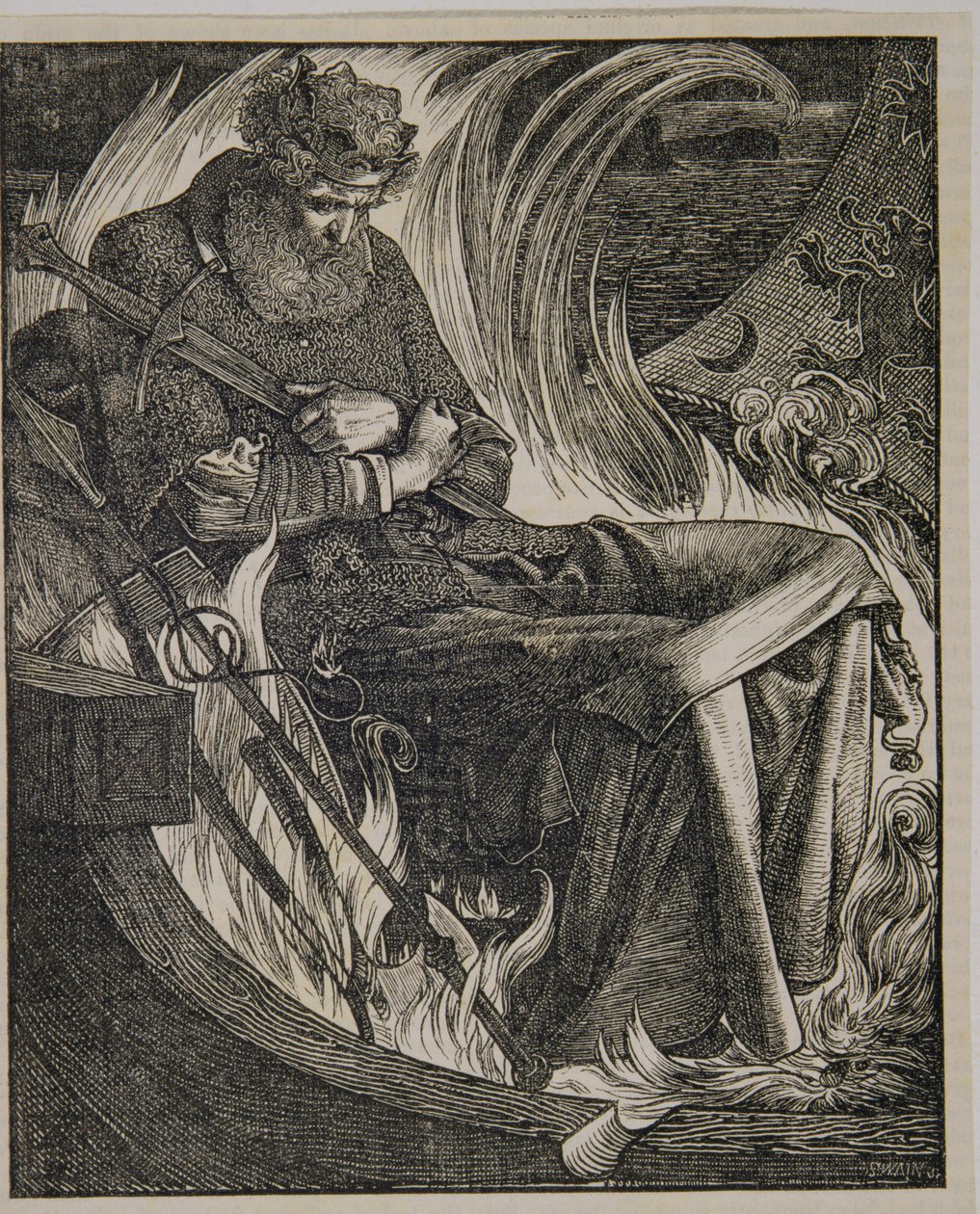 Śmierć króla Warwulfa autorstwa Anthony Frederick Augustus Sandys