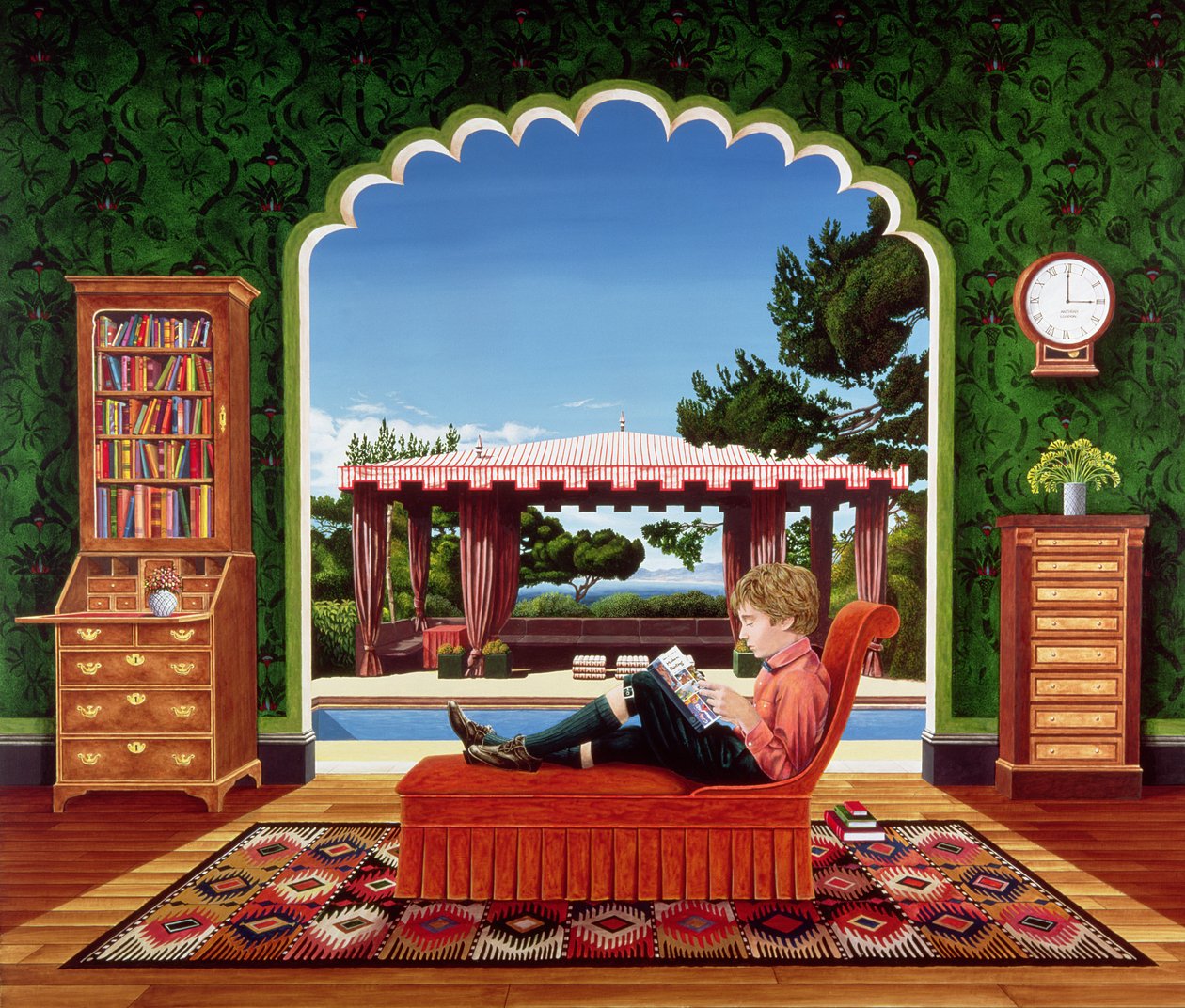 Boy Reading, 1983 (akryl na płycie) autorstwa Anthony Southcombe