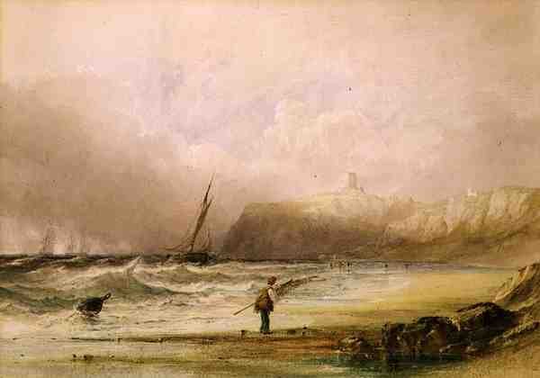 Przewiewny dzień w Scarborough (akwarela) autorstwa Anthony Vandyke Copley Fielding