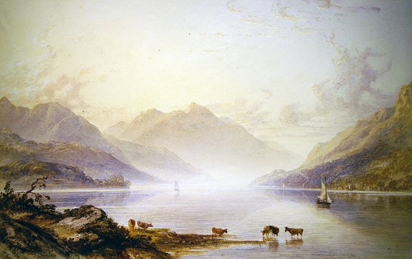 Loch Lomond o świcie (olej na płótnie) autorstwa Anthony Vandyke Copley Fielding