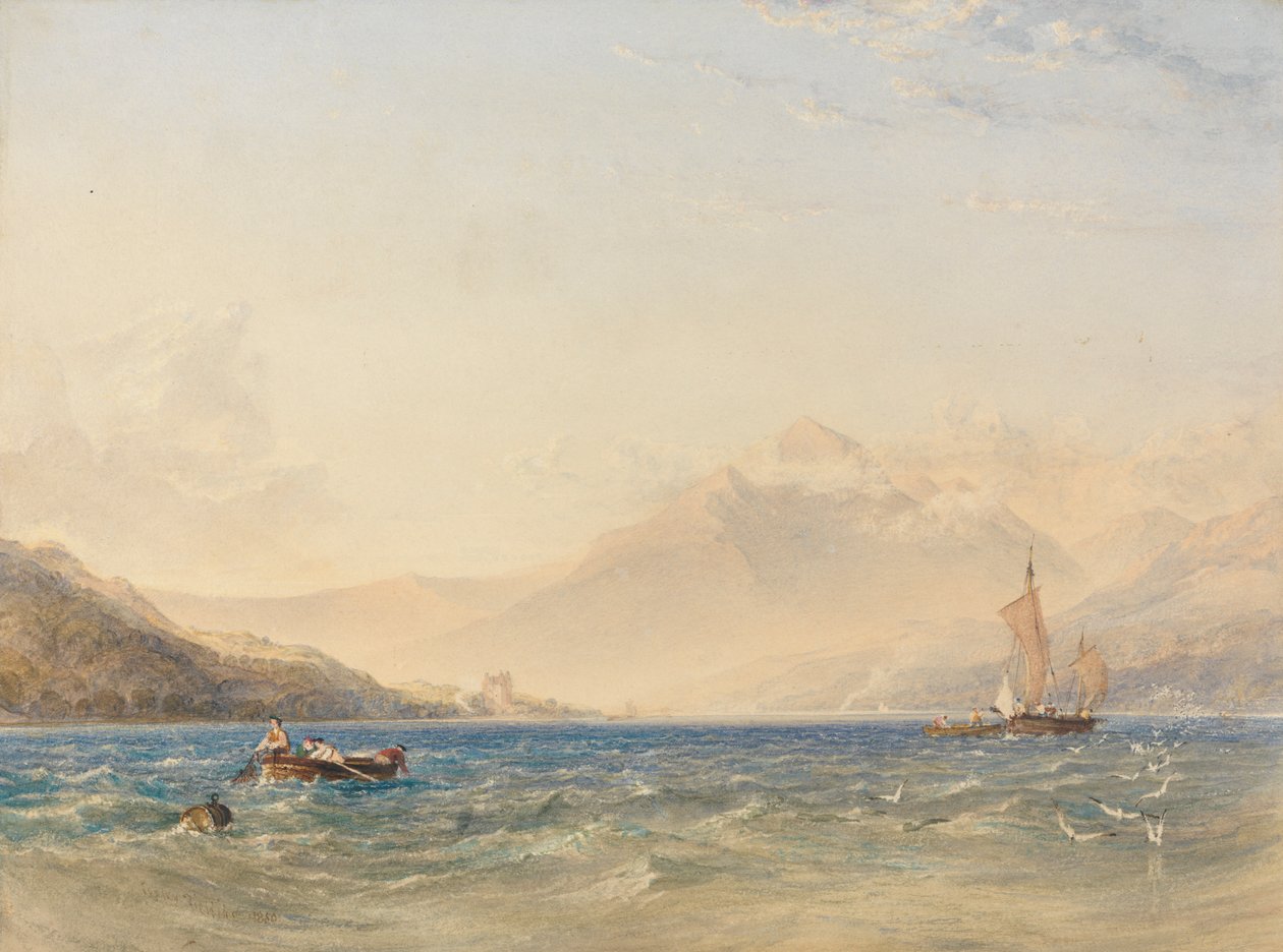Głowa Loch Fyne z zamkiem Dindarra autorstwa Anthony Vandyke Copley Fielding