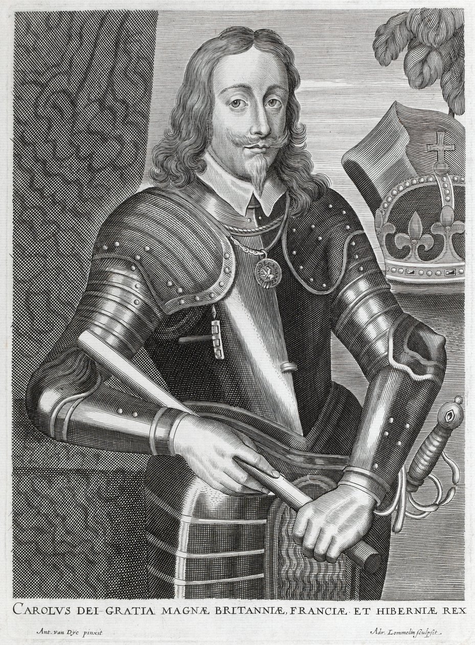 Carolus dei Gratia Magnae Britanniae, Franciae et Hiberniae (rycina) autorstwa Anthony van (after) Dyck