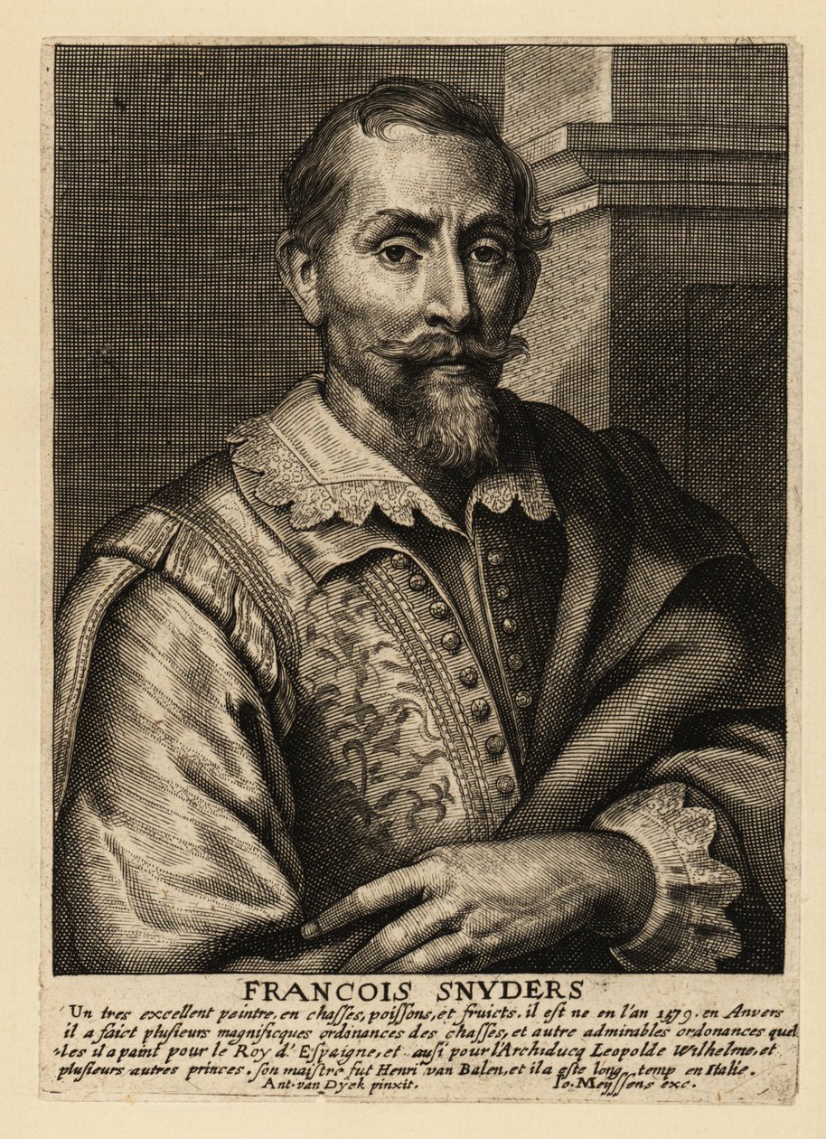 Portret Fransa Snydersa, flamandzkiego malarza zwierząt, scen polowań, scen targowych i martwych natur autorstwa Anthony van (after) Dyck