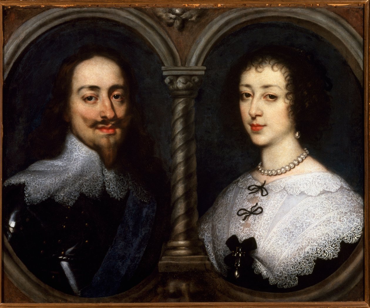 Podwójny portret Karola I Stuarta z Anglii (1600-1649) i Henrietty Marie z Francji (1609-1669). Obraz Antoine (Antoine lub Antoon lub Anton) Van Dyck (1599-1641) autorstwa Anthony van Dyck