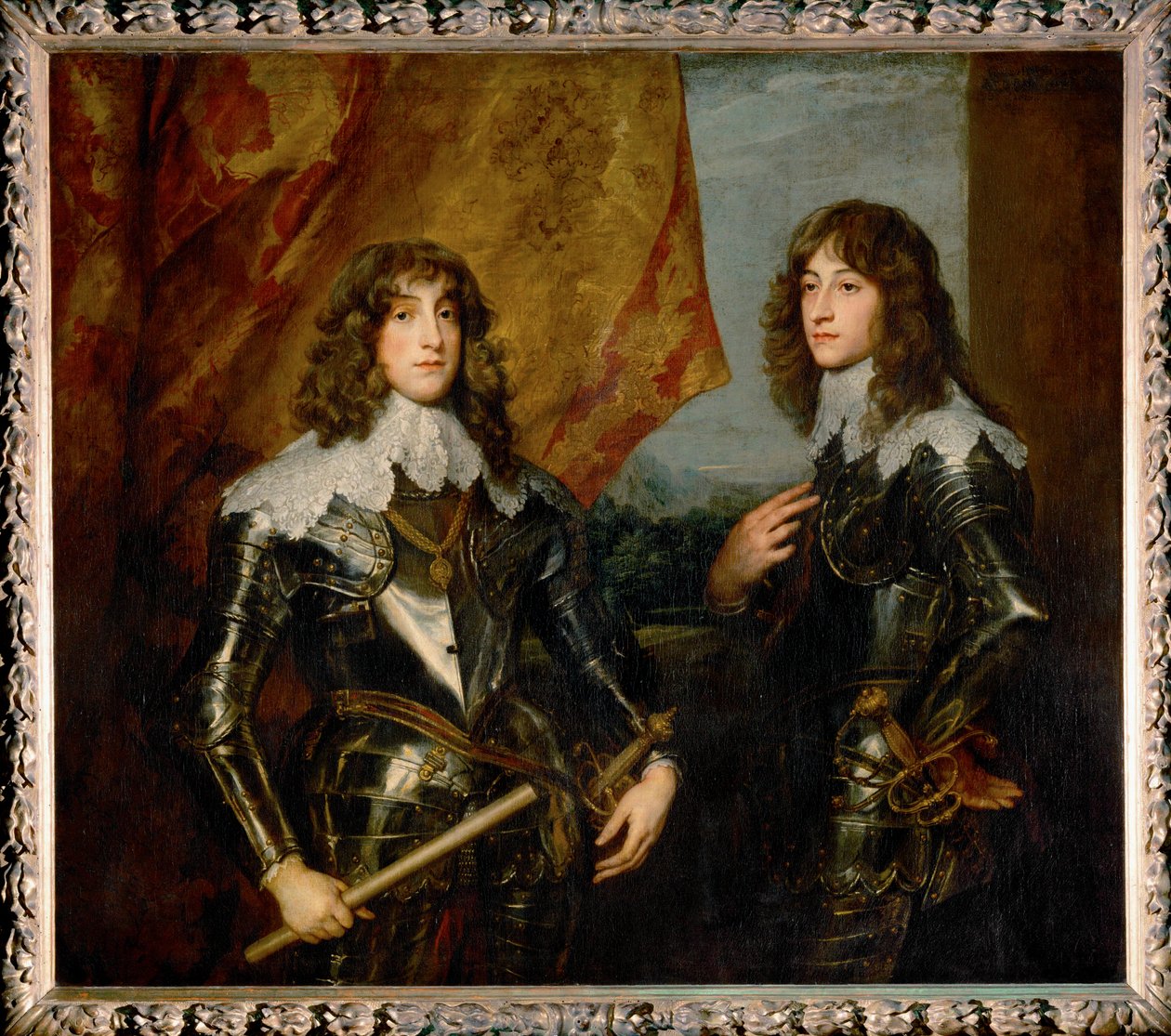 Podwójny portret książąt Palatynatu, elektora Karola Ludwika I i jego brata Roberta, synów Fryderyka V ... autorstwa Anthony van Dyck