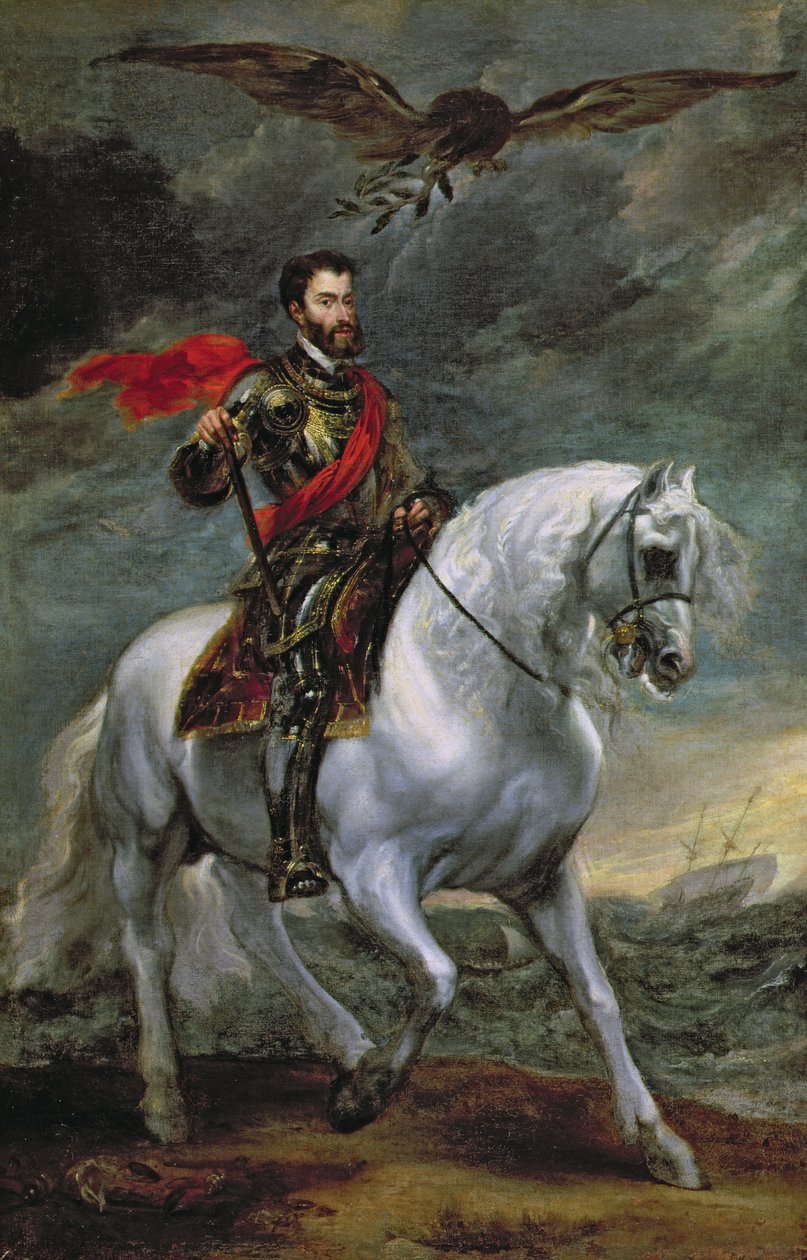Cesarz Karol V (1500-58) na koniu, 1620 autorstwa Anthony van Dyck