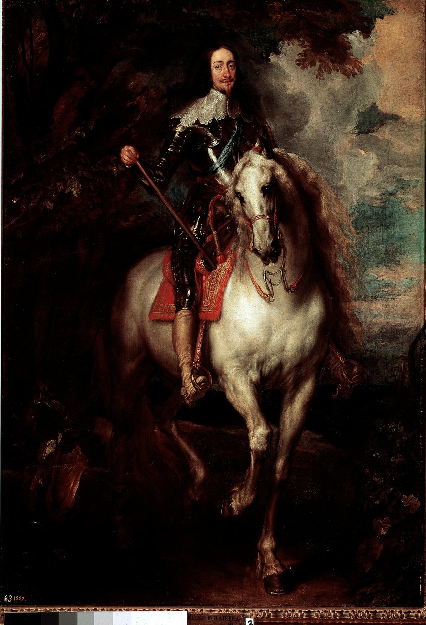 Portret konny Karola I Stuarta (1600-1649), króla Anglii Obraz Antony Van Dycka (1599-1641) autorstwa Anthony van Dyck