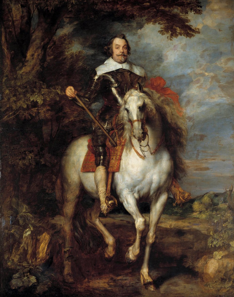 Portret konny Don Francisco de Moncada (1586-1635), hrabiego Dossuny, ambasadora króla Hiszpanii Filipa IV w Brukseli Obraz Antona (Antoon lub Anthony) van Dyck (1599-1641) XVII w. Ndz. 3,05x2,42 m - Portret jeździecki Don Francisco de autorstwa Anthony van Dyck