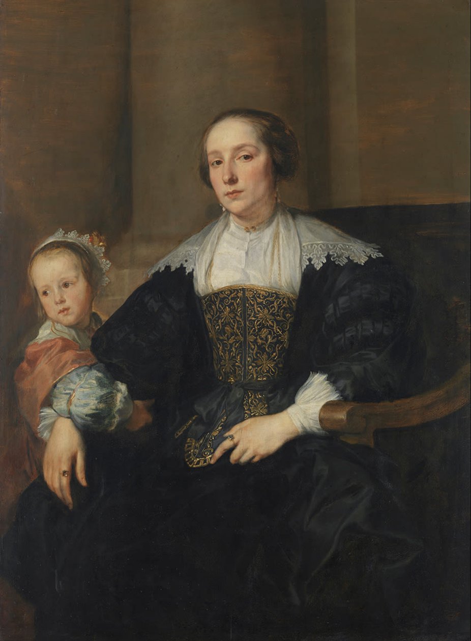 Bildnis der Anna van Thielen, Gattin des Malers Theodoor Rombouts, mit ihrer Tochter Anna Maria Portret Anny van Thielen, żony malarza Theodora Romboutsa z ich córką Anną Marią. autorstwa Anthony van Dyck