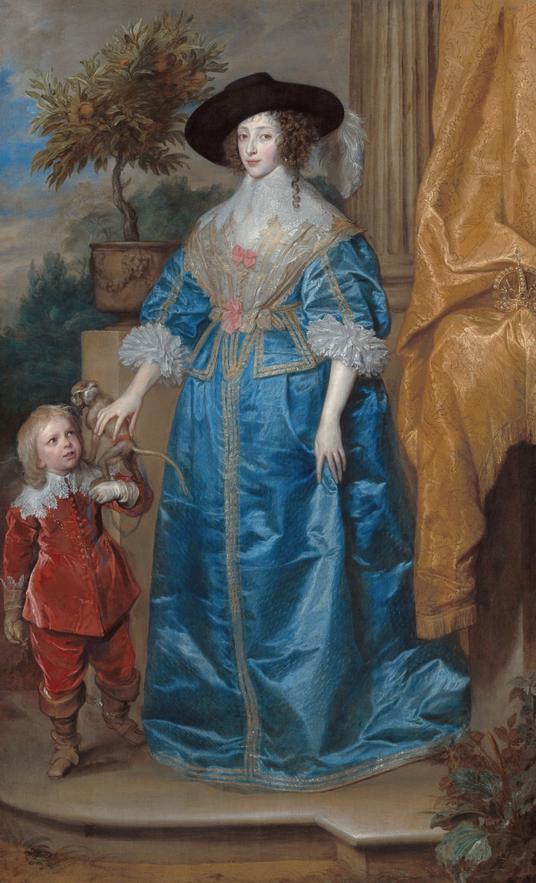 Niemcy: Portret królowej Henrietty Marii z karłem Sir Jeffreyem Hudsonem Królowa Henrietta Maria z Sir Jeffreyem Hudsonem autorstwa Anthony van Dyck