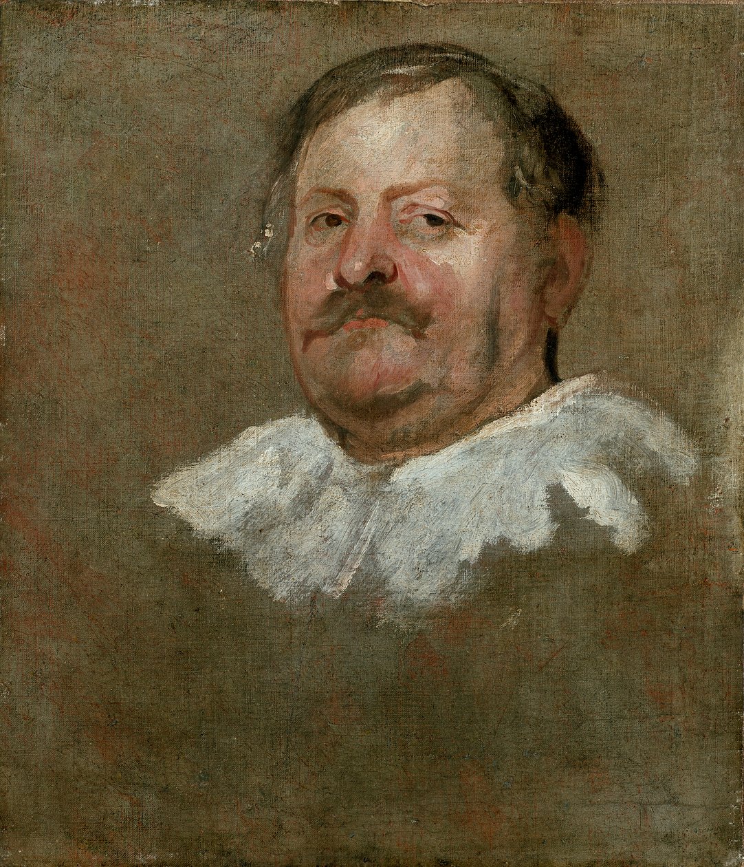 Głowa brodatego mężczyzny noszącego spadającą kryzę, 1628 autorstwa Anthony van Dyck