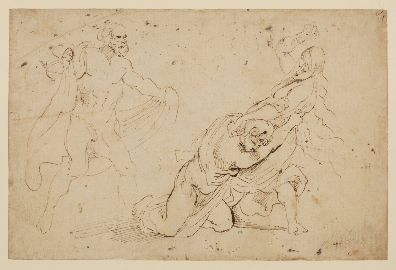 Zemsta Junony na Kallisto, ? - studium mężczyzny i kobiety atakowanie innej kobiety, 1621-c.1623 autorstwa Anthony van Dyck
