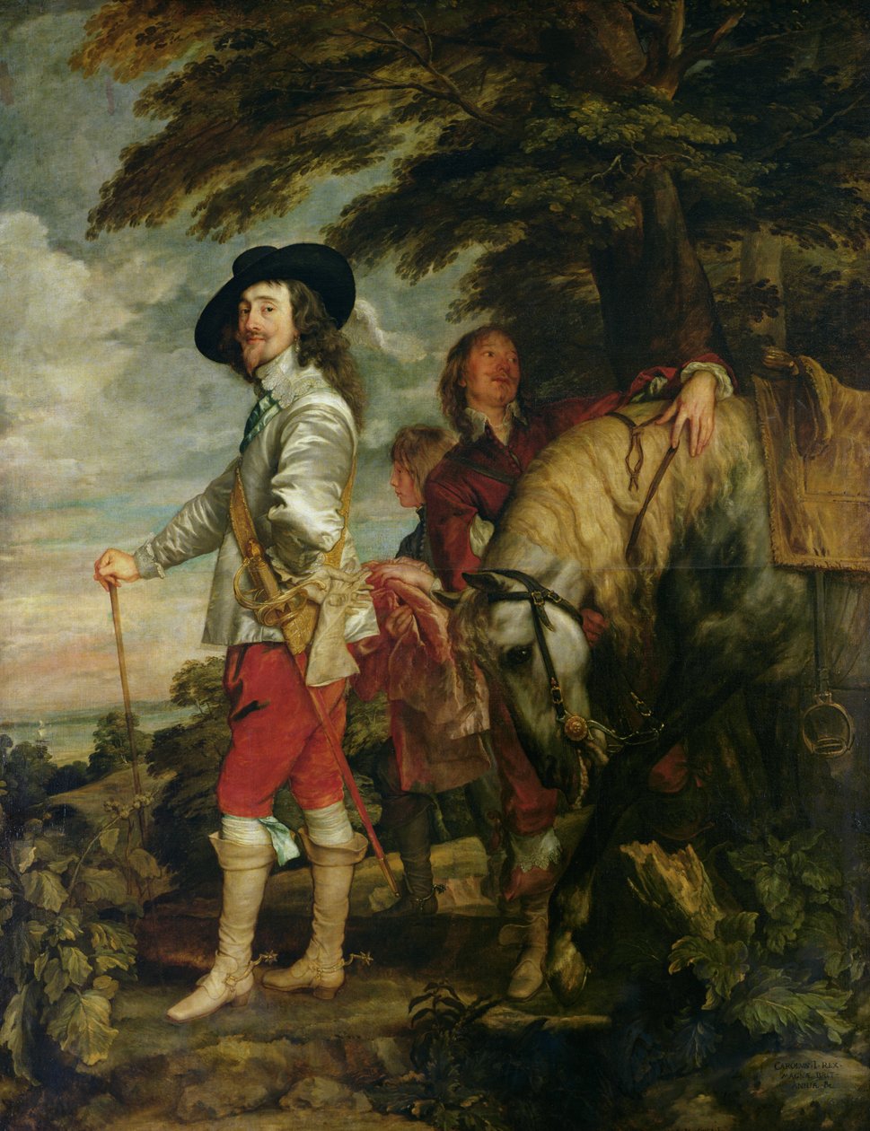 Król Karol I (1600-49) z Anglii na polowanie, c.1635 autorstwa Anthony van Dyck