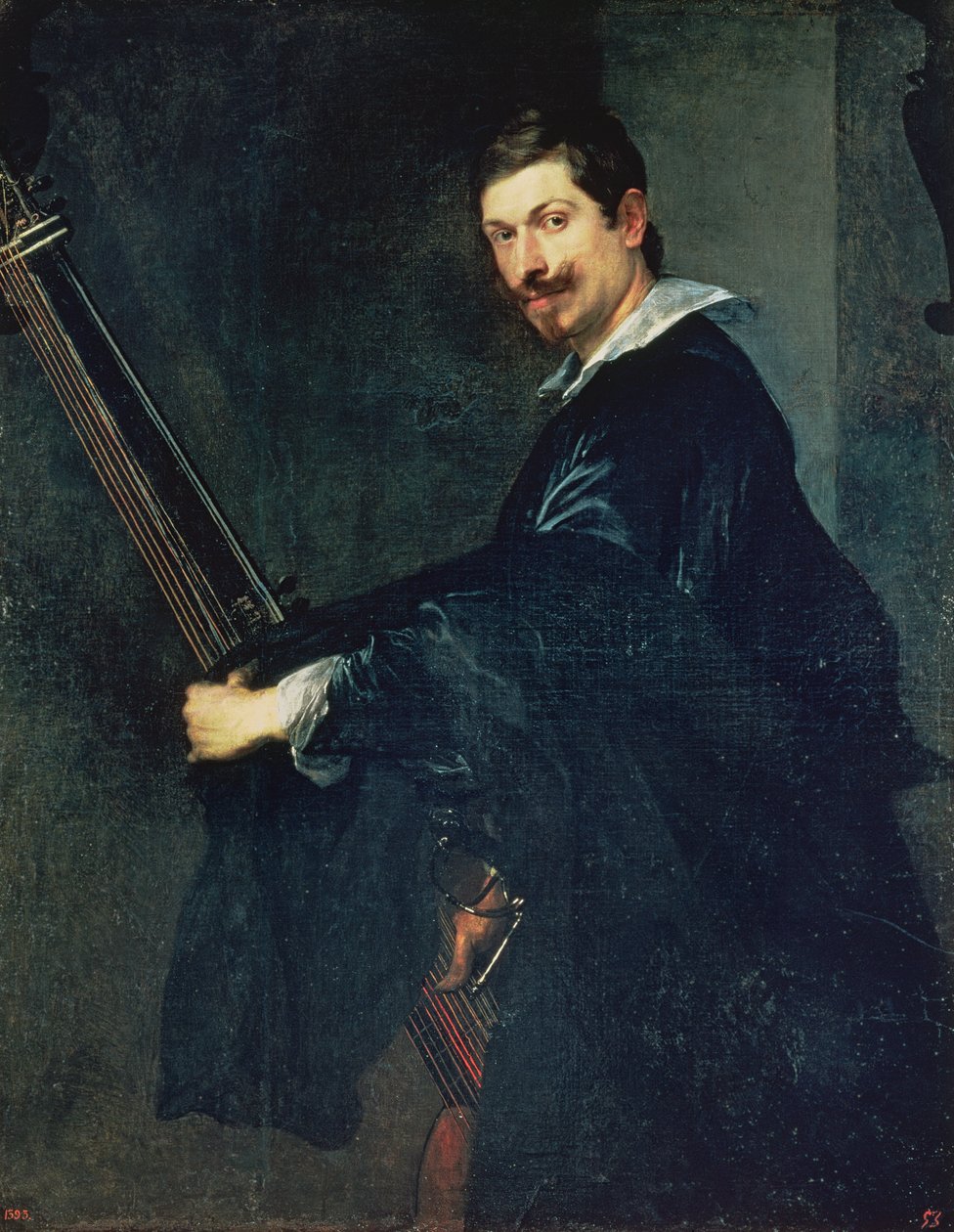 Mężczyzna z lutnią, portret muzyka Jacoba Gaultiera, lutnisty na dworze angielskim autorstwa Anthony van Dyck