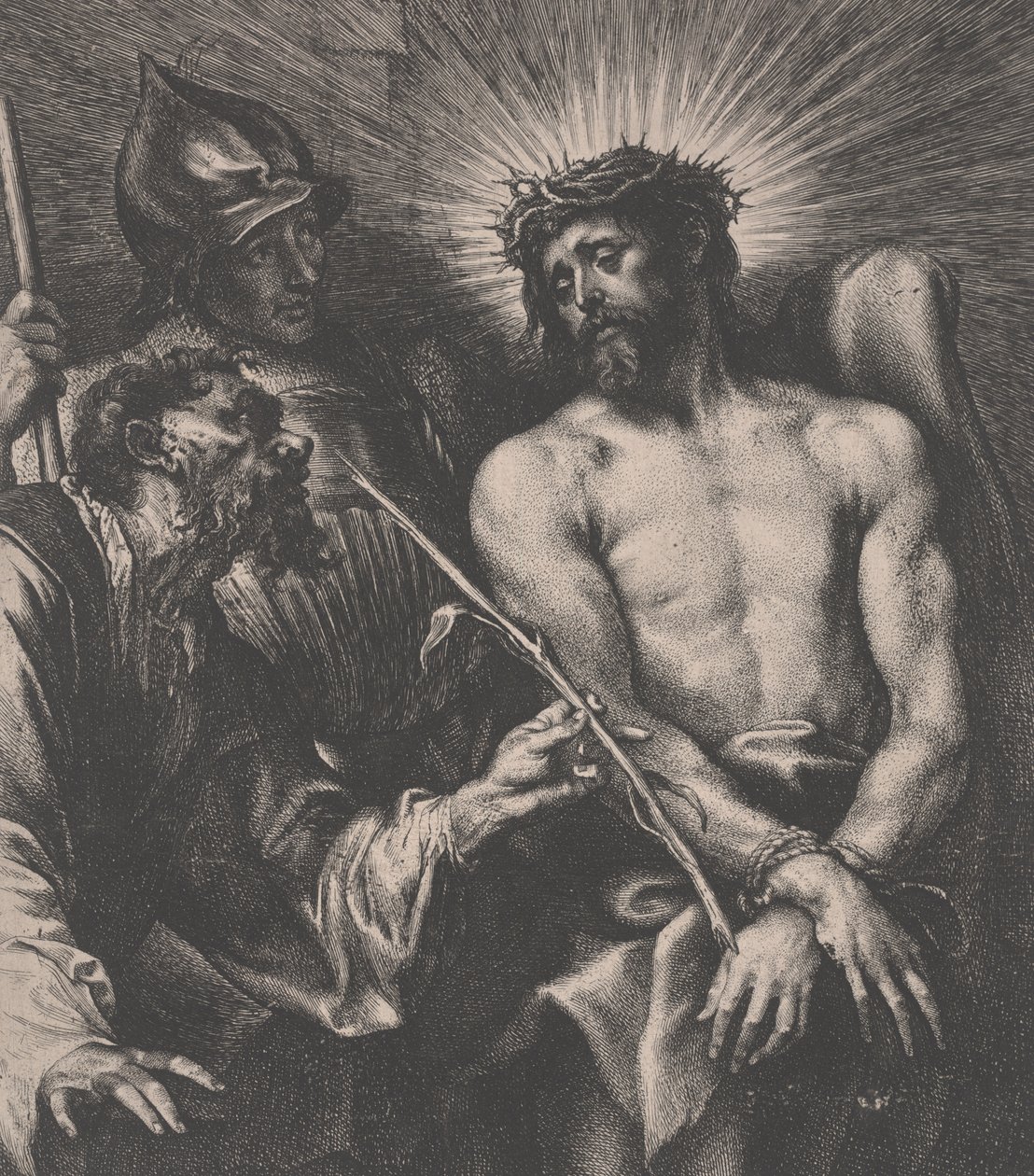 Naśmiewanie się z Chrystusa, ok. 1630 (akwaforta, grawerowanie) autorstwa Anthony van Dyck
