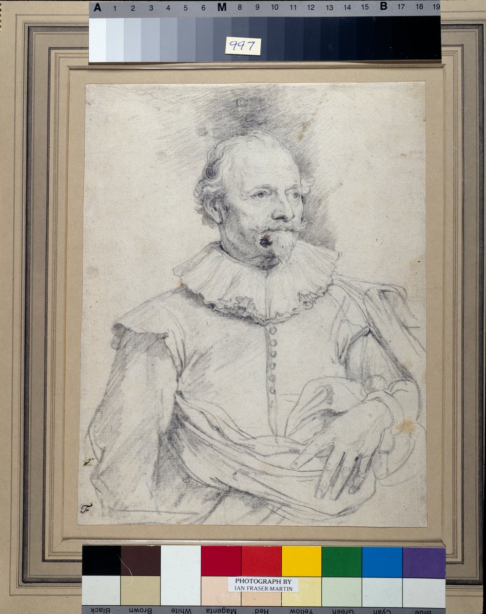 Paulus Halmalius, vulgo van Halmale, c.1632-35 (czarna kreda na białym papierze) autorstwa Anthony van Dyck