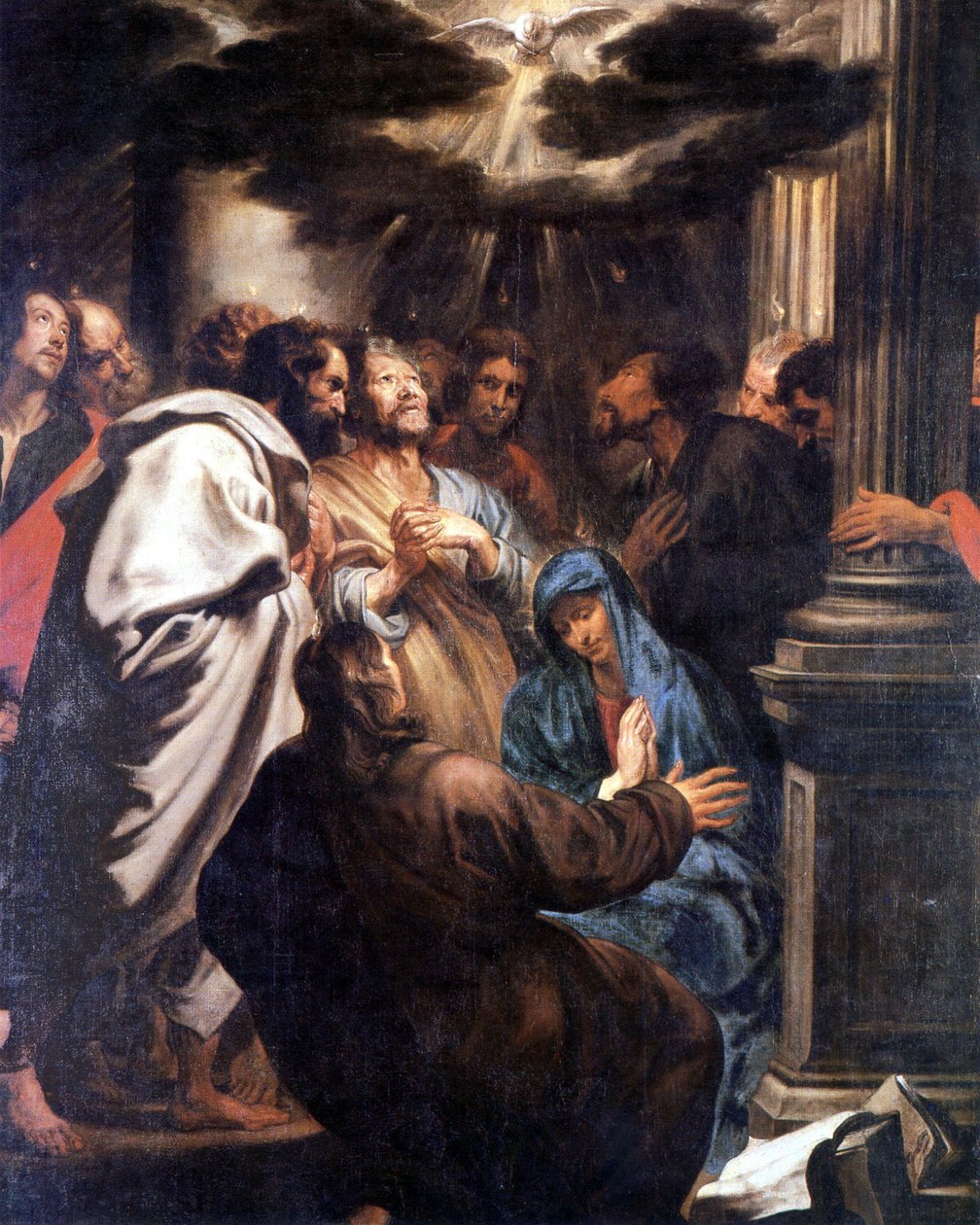 Pięćdziesiątnica: Duch Święty zstępuje na Maryję i apostołów autorstwa Anthony van Dyck