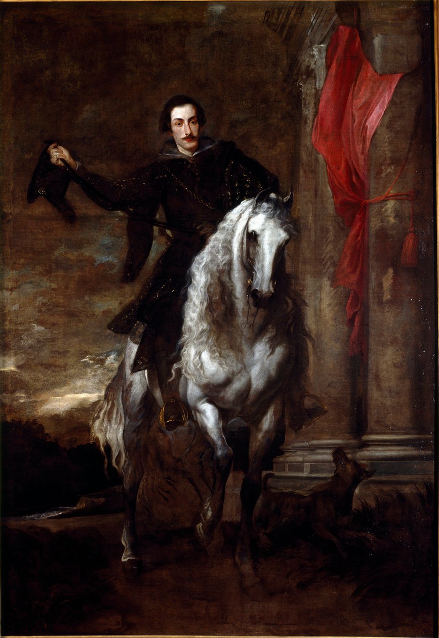 Portret Antona Giulio Brignole Sale (Brignole-Sale) na koniu Obraz Antonie Van Dyck (1599-1641) 1621-1625 Dim.288x201 cm Genes, Galleria di Palazzo Rosso autorstwa Anthony van Dyck
