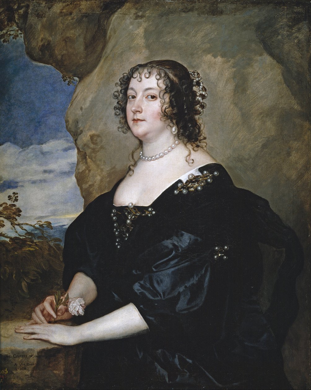 Portret Beatrice, hrabiny Oksfordu - Peinture de Sir Sir Anthonis (Anton ou Antoon) van Dyck (1599-1641) - 1638 - Olej na płótnie - 107x86 cm - Museo del Prado, Madryt autorstwa Anthony van Dyck