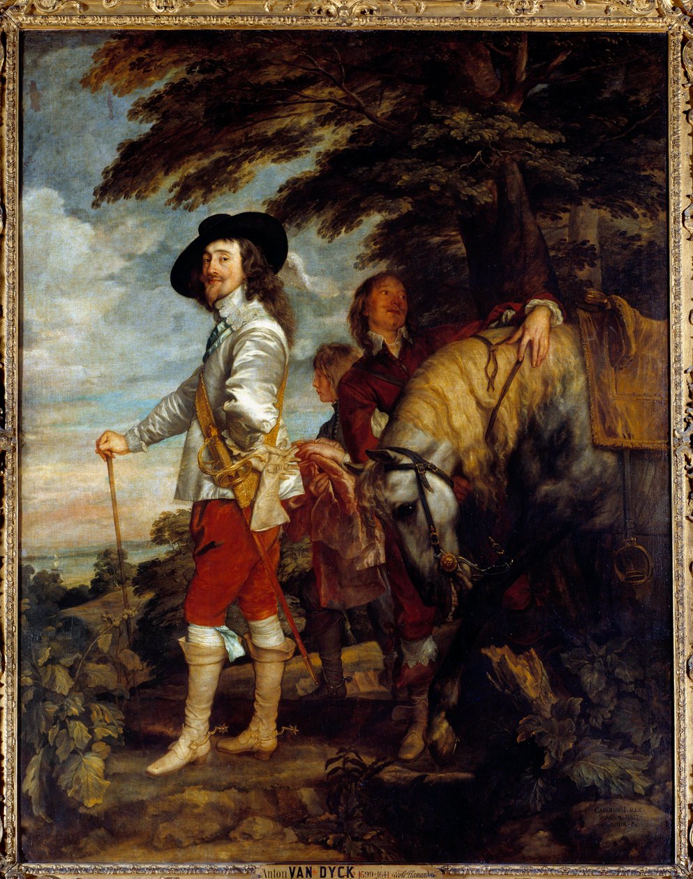 Portret Karola I Stuarta (1600 - 1649), króla Anglii, polowanie. Obraz Antona Van Dycka (1599-1641), szkoła flamandzka autorstwa Anthony van Dyck